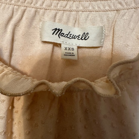 Madewell Clipdot Ruffle Top High Smocked Neck NWOT Size XXS Preppy Peasant Boho - Picture 2 of 5